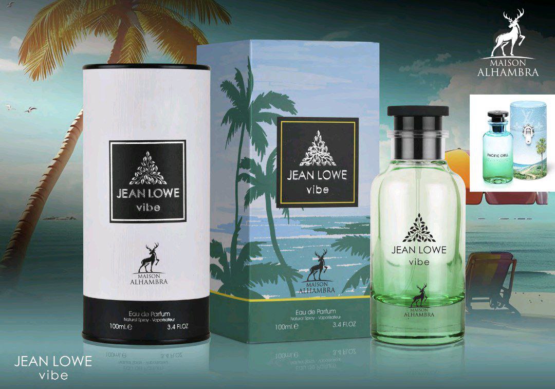 عطر و ادکلن JEAN LOWE vibe جین لووه وایب مشابه لویی ویتون پسفیک چیل از شرکت الحمبرا حجم 100ml
