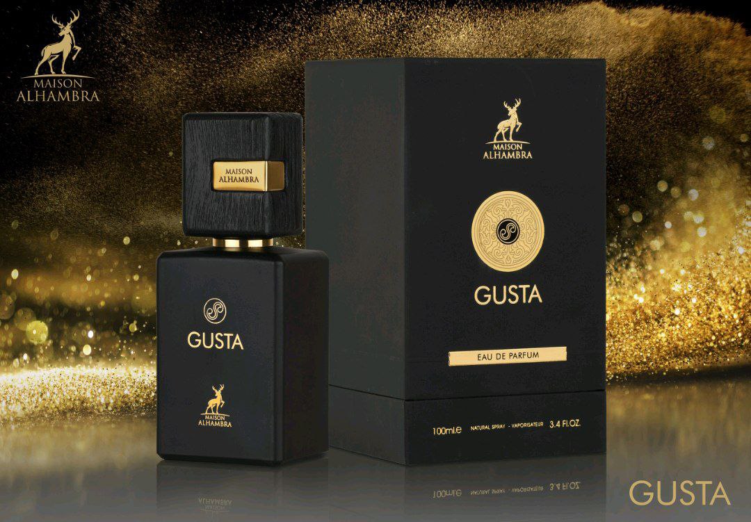 عطر و ادکلن GUSTA گوستا مشابه بوی گامین تیزینا ترنزی و کرید سیلور مانتین از شرکت الحمبرا حجم 100ml