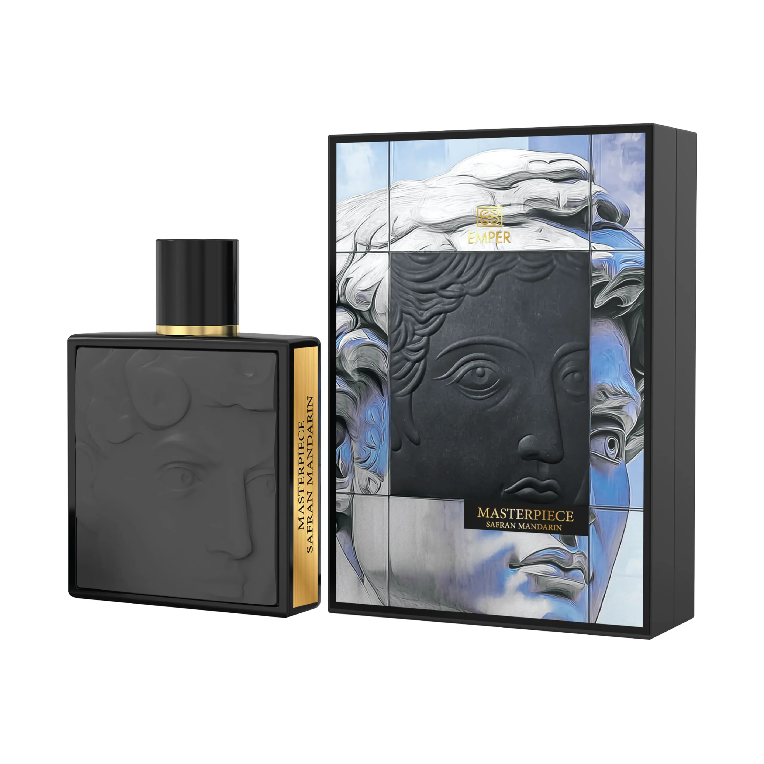 عطر و ادکلن MASTERPAECE SAFRAN MANDARINماستر پیس زعفران ماندارین امپر مشابه بوی استرانگر ویت یو ابسولوتی حجم 100ml