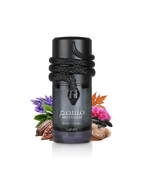عطر و ادکلن MUSAMAM BLACK INTENSE (New)  مسمم بلک اینتنس(مشکی) از شرکت لطافه حجم 100ml