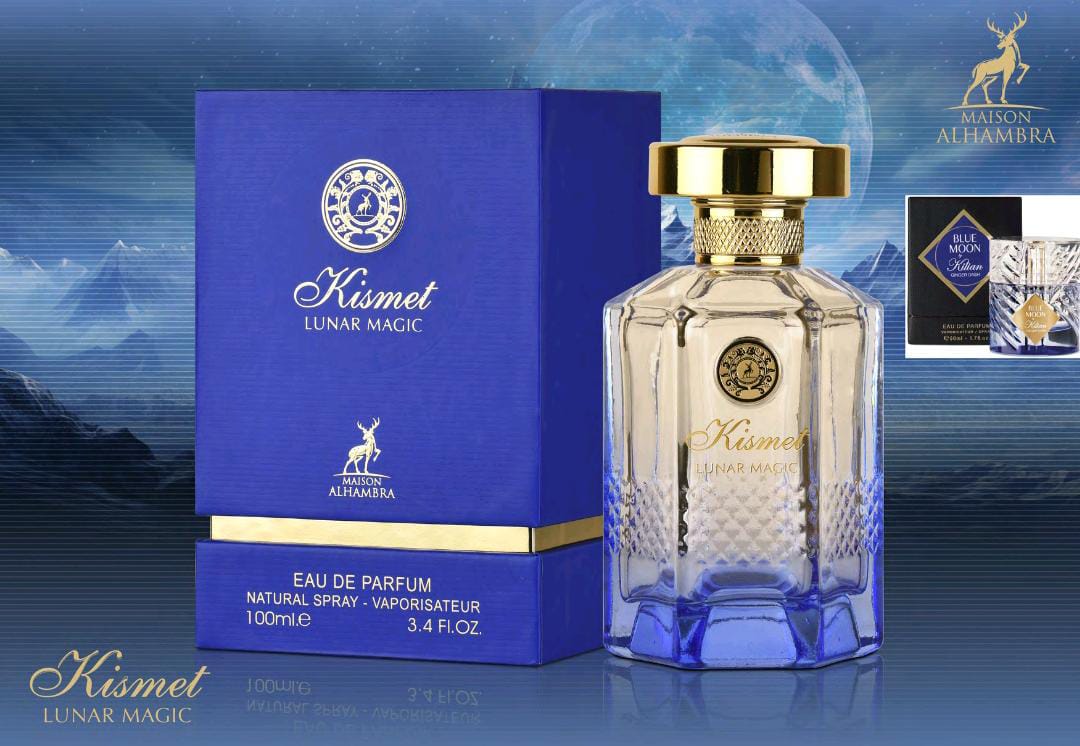 عطر و ادکلنKismet LUNAR MAGIC کیسمت لونار مجیک از شرکت الحمبرا مشابه بوی بلو مون بای کیلیان حجم 100ml عطر و ادکلنKismet LUNAR MAGIC کیسمت لونار مجیک از شرکت الحمبرا مشابه بوی بلو مون بای کیلیان حجم 100ml