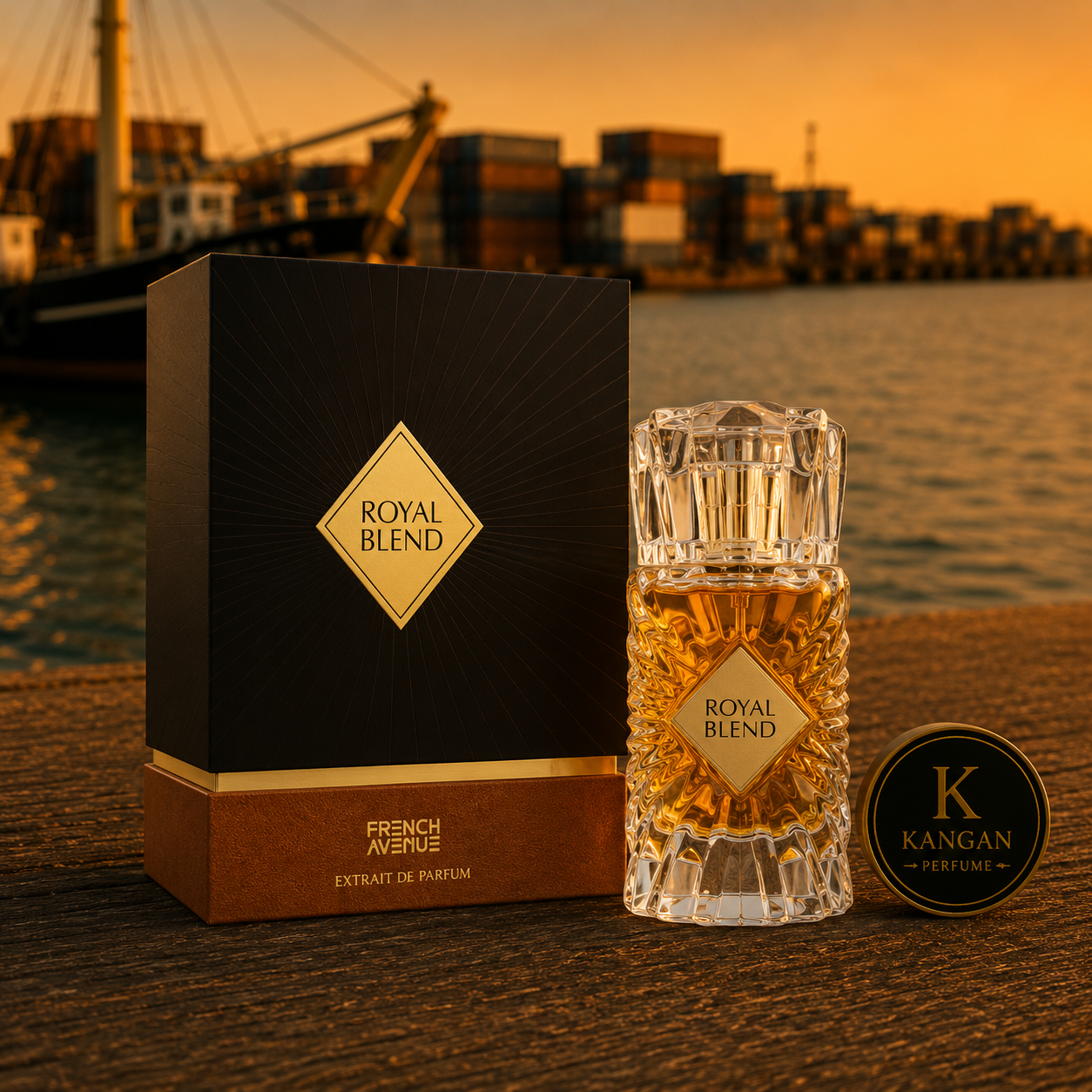 عطر و ادکلن Royal Blend رویال بلاند از شرکت فرنچ اونیو بهترین مشابه بوی انجلز شیر بای کیلیان EXTRAIT DE PARFUM حجم Original 100ml